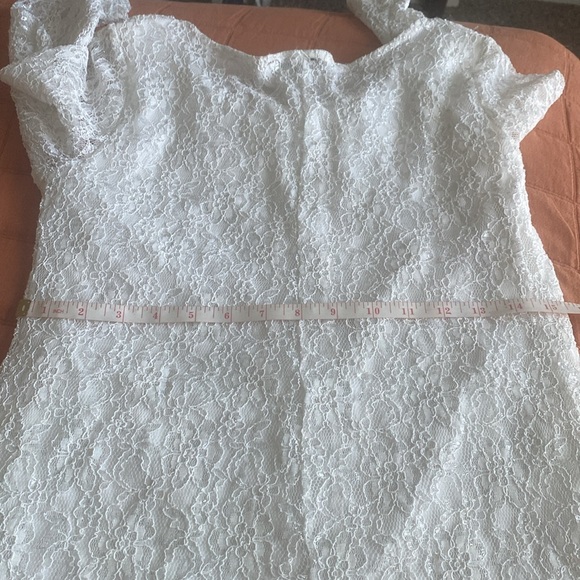 La vanya ivory blouse for woman medium size 3/4 sleeve with silver lace overlay - Picture 8 of 8